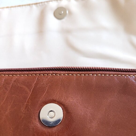 Giani Bernini Brown Leather Crossbody Handbag Multi-Zip Pockets - Picture 6 of 11